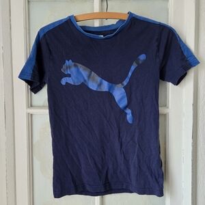 Puma Navy Blue Logo Athletic Tee Youth M (10–12)
